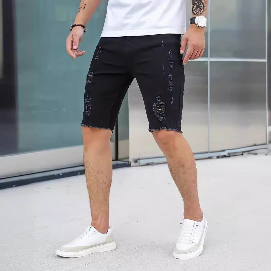 Leisure Ripped Slim Fit Denim Shorts