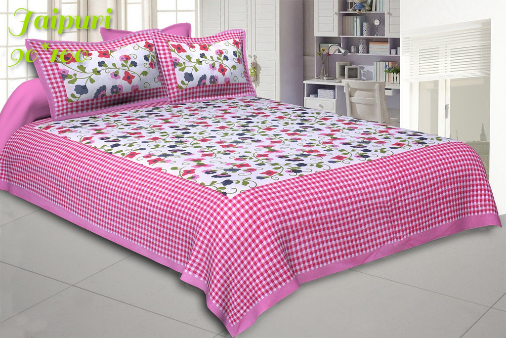 Pure Cotton Jaipuri Double Bed Bedsheet with Pillow Covers code  16