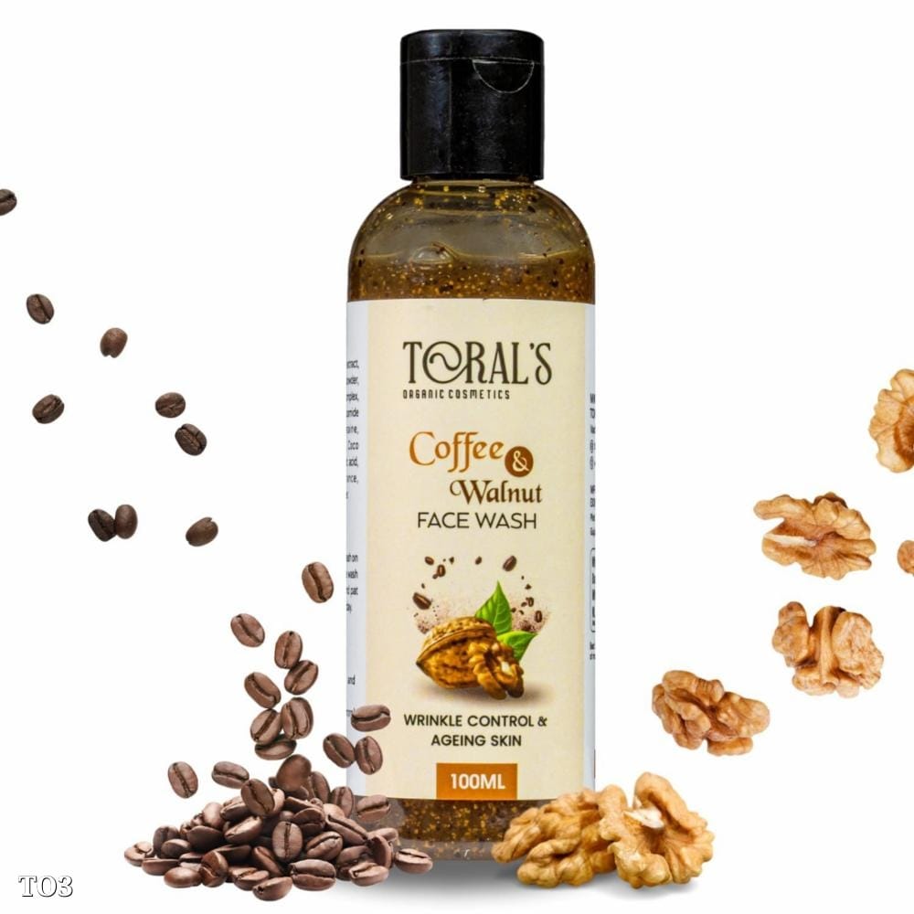 Toral's Coffee & Walnut Face Wash | 100% Organic & Vegan | Gentle Exfoliation for Clearer Skin (100ml)