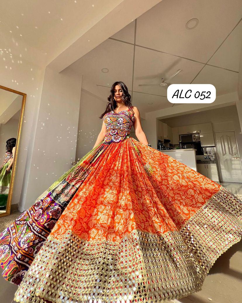 Navratri Special er Printed Lehenga Choli with Real glass Work - ALC 52