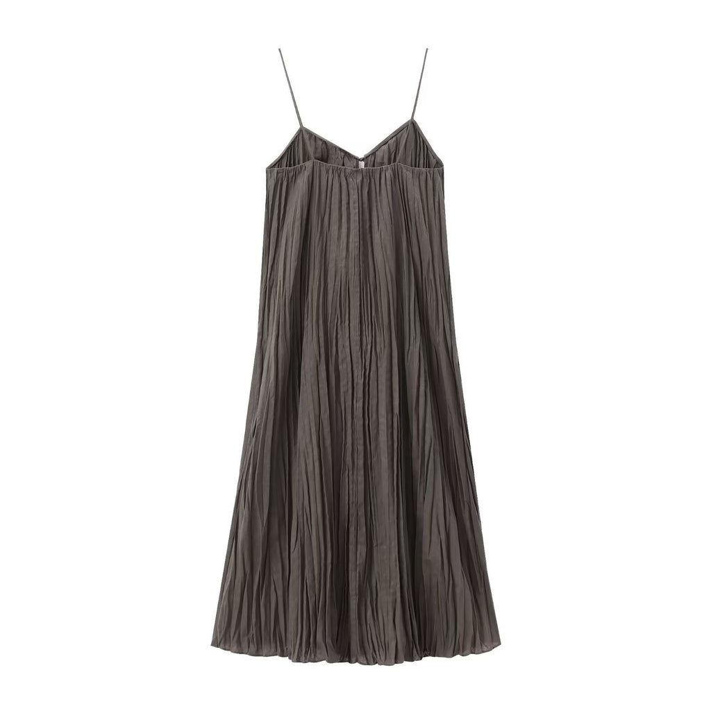 Summer  Women's Pleated Long Sling Dress