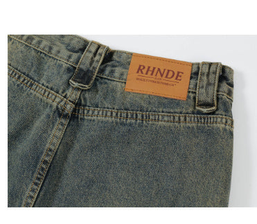 Punk Distressed Washed Denim Overalls Men