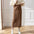 Simple Knitting Skirt High Waist Drawstring Straight