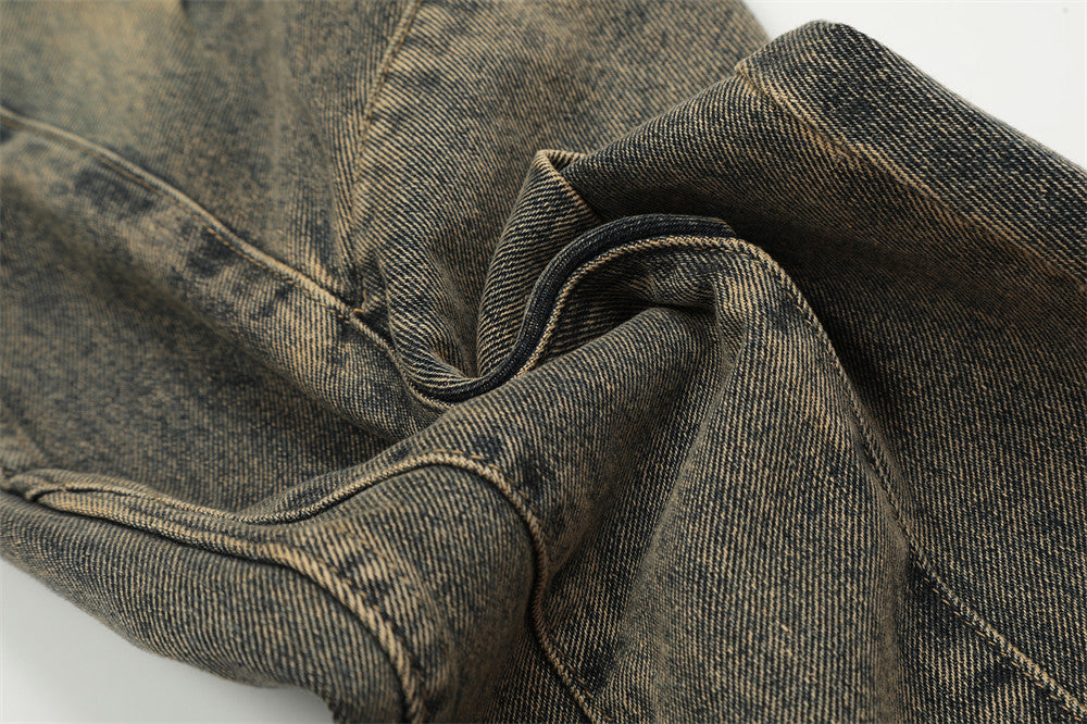 Men's Patchwork Irregular Skinny Jeans Washed