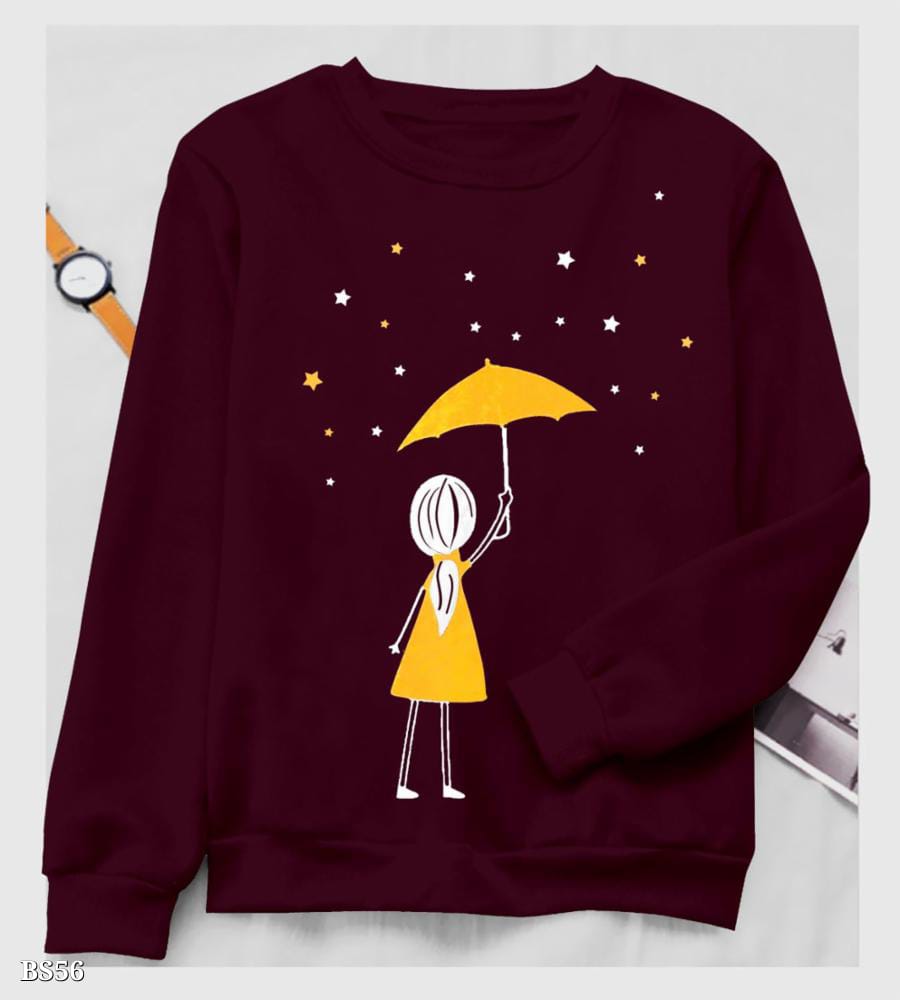 Stylish Glamorous Women’s Tees | Printed Cotton Blend Long Sleeve Tops