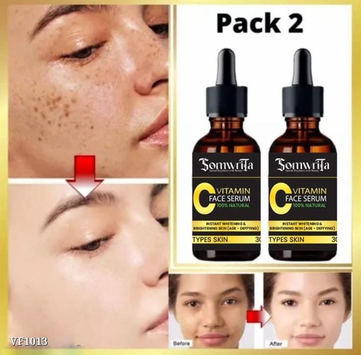 SOMWRITA Natural Vitamin C Face Brightening Serum | Acne & Pimple Free, Skin Fairness, Anti-Aging, Dark Circle & Sun Damage Corrector | For Men & Women - Pack of 2 (30ml)