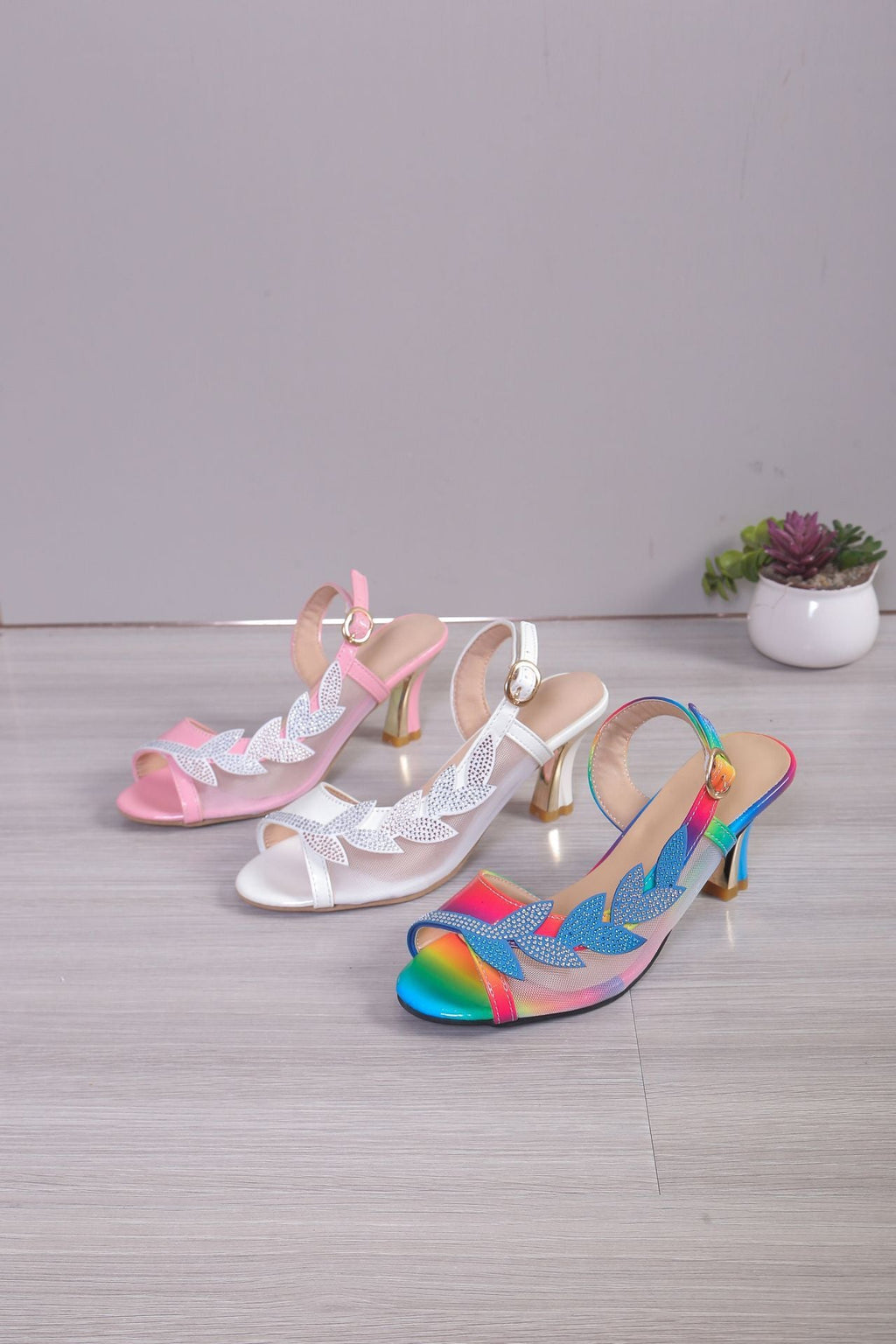 Summer  High Heel Sandals Stiletto Heel Rhinestone Buckle Sandals Fashion  High Heels