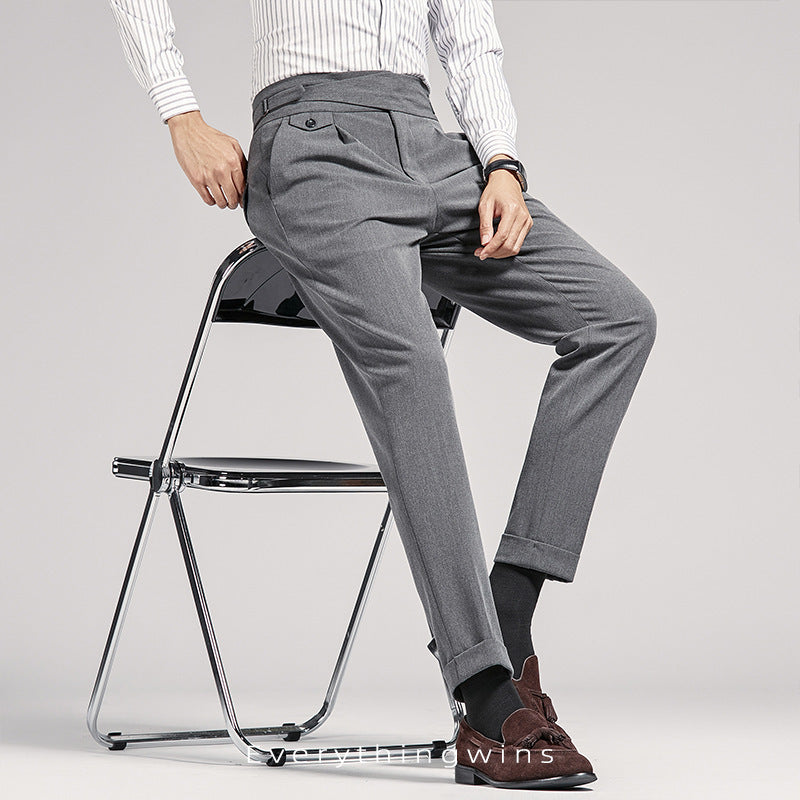 Men's High Waist Slim Fit Business Casual Pants