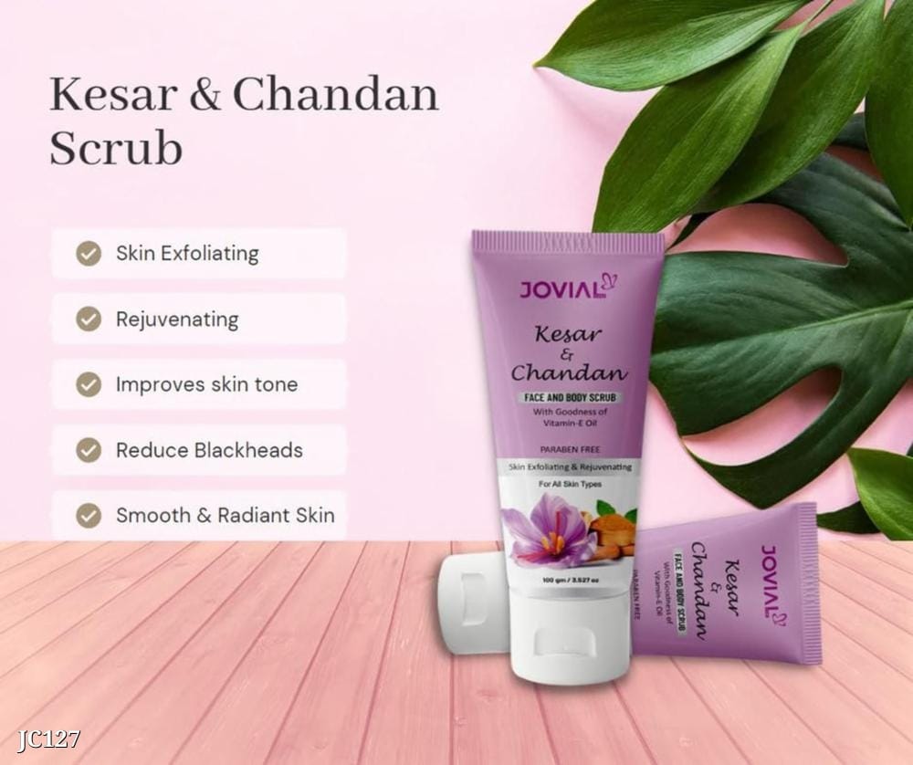 Kesar Chandan Face and Body Scrub for Radiant Skin | Jovial Care Pack of 2 (100gm Each)