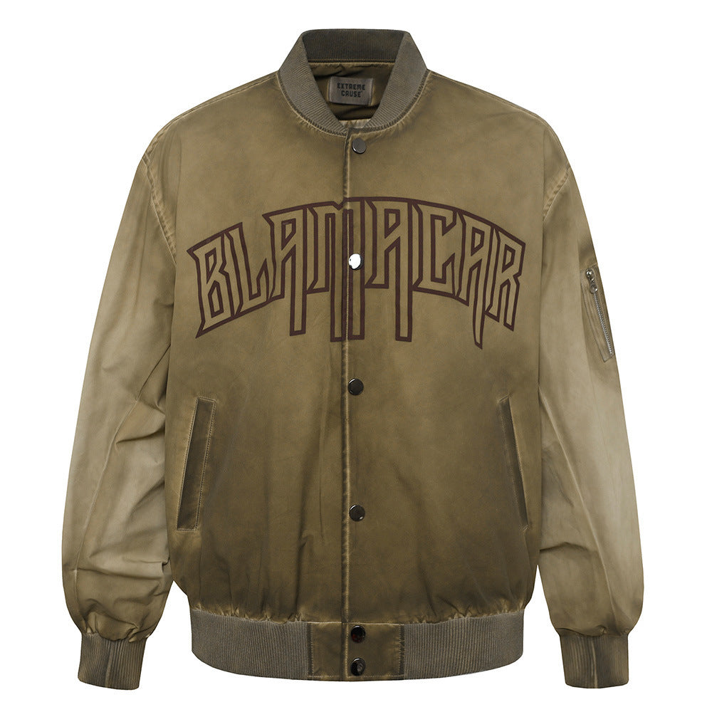 American-style Distressed Letters Printed Jacket For Men