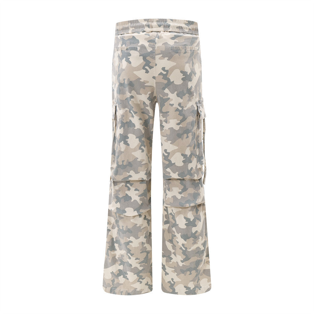 Camouflage Cargo Pants Men's Retro American Ripped Multi-pocket