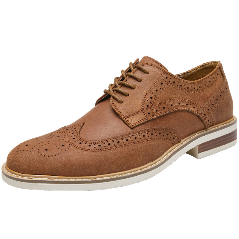 Spring And Summer Genuine Leather Cow Suede Brogue Formal Business Men's Leather Shoes