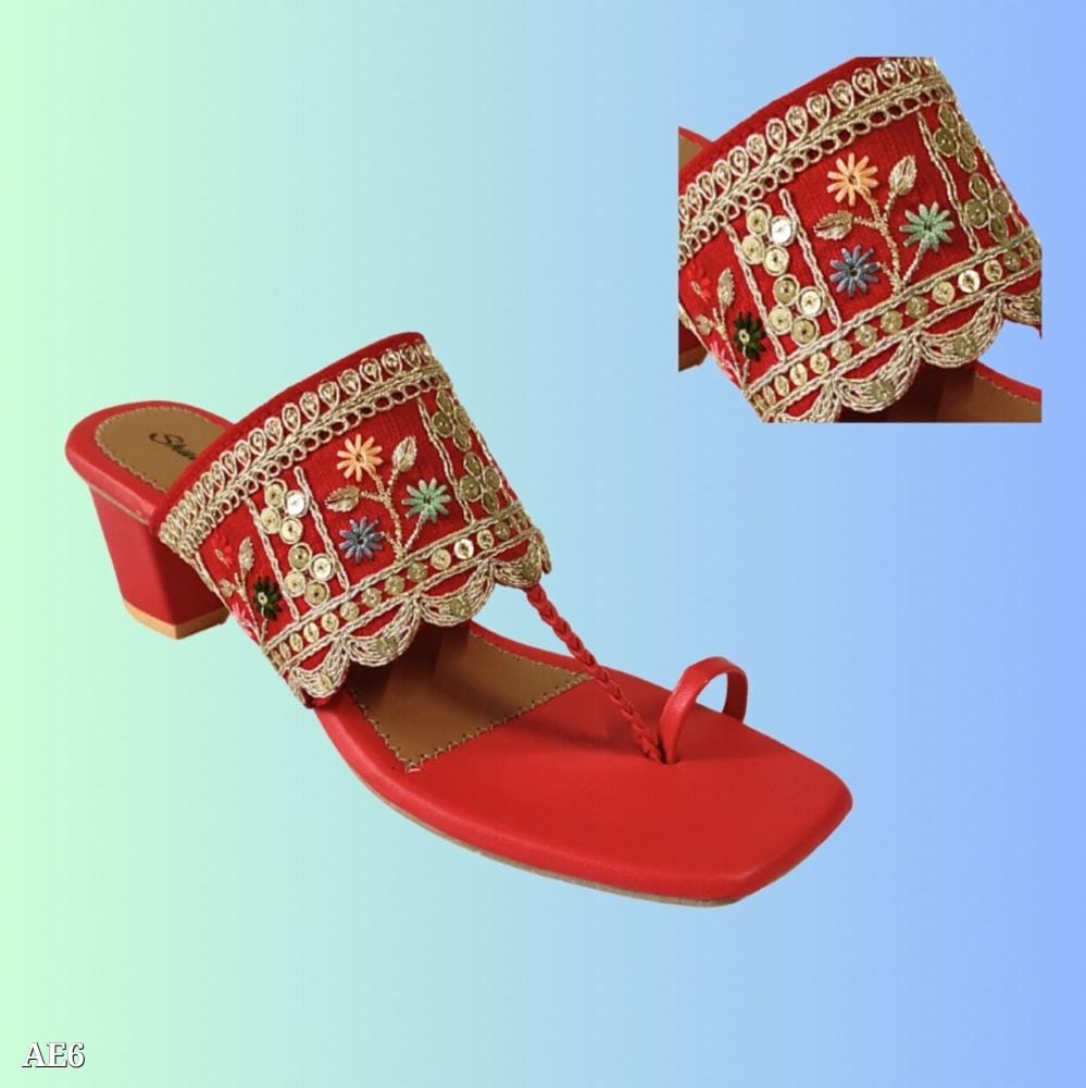 Shunya Women’s Red Lace Ethnic Sandal | Elegant and Comfortable Footwear