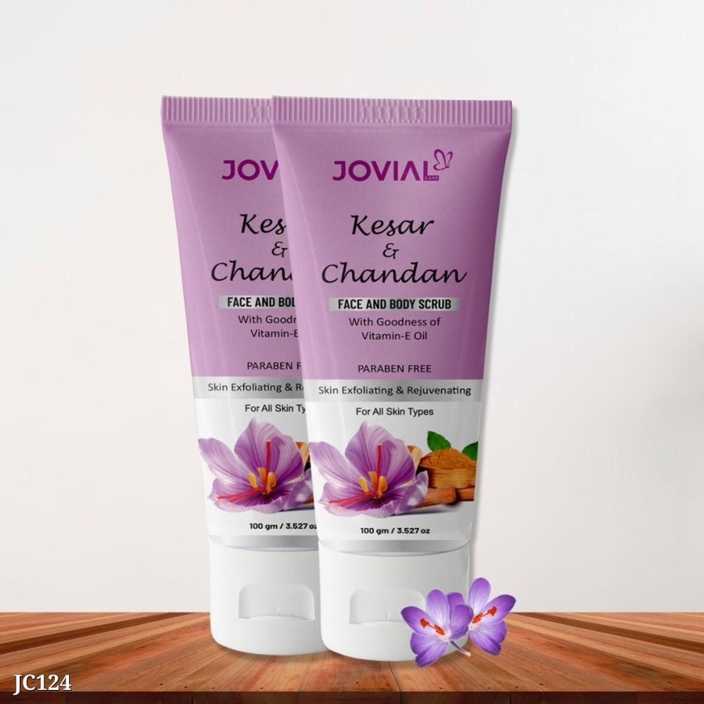 Kesar Chandan Face and Body Scrub for Radiant Skin | Jovial Care Pack of 2 (100gm Each)