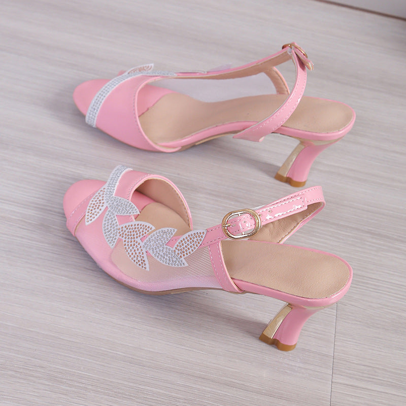 Summer  High Heel Sandals Stiletto Heel Rhinestone Buckle Sandals Fashion  High Heels