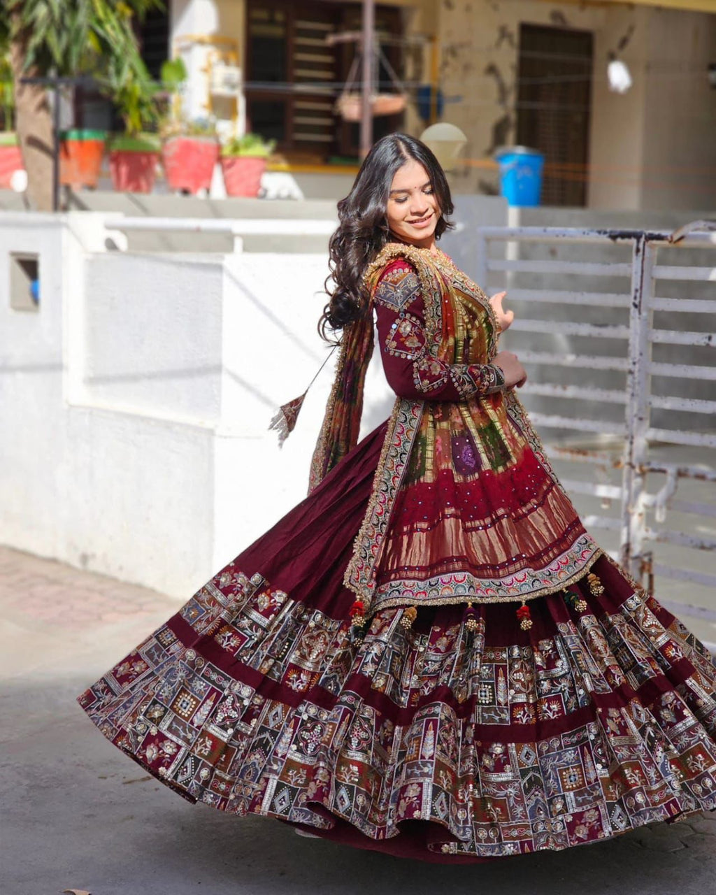 Navratri Special er Printed Lehenga Choli with Real glass Work - ALC 70