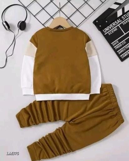 Boys & Girls Casual T-shirt Track Pants  (BROWN)