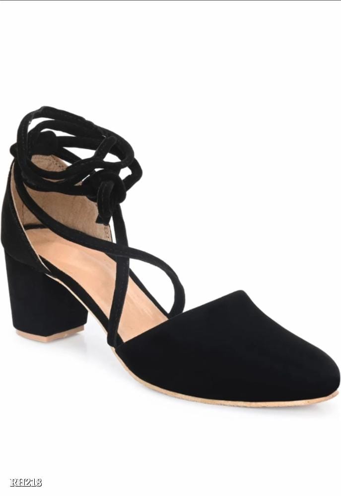 Black Ankle Strap Flats with Pointed Toes | Stylish Ankle Wrap Low Heels for Women