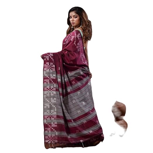 Woven Handloom Handloom Cotton Blend Saree  (Purple)