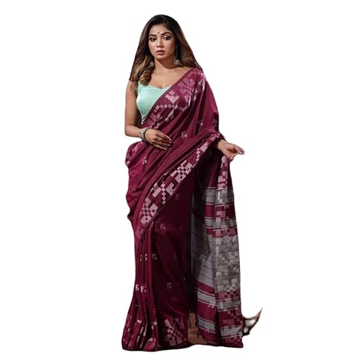 Woven Handloom Handloom Cotton Blend Saree  (Purple)