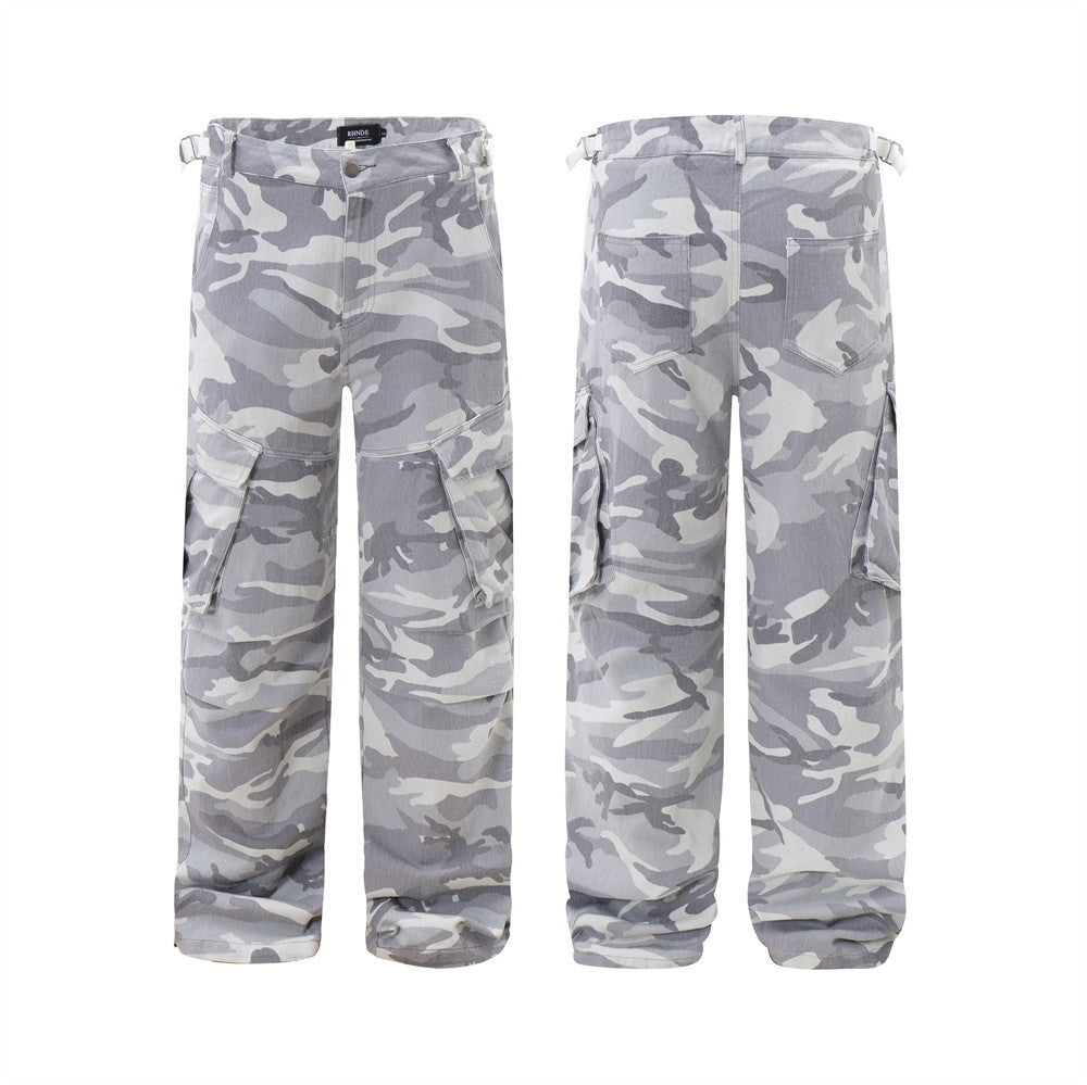 Men's Pleated Knee Paratroopers Casual Wide-leg Pants