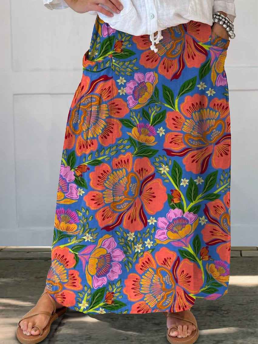 Women's Retro Art Pocket Skirt