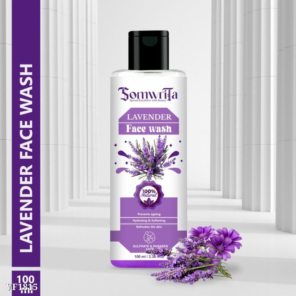 Somwrita's Naturals Purifying Lavender Face Wash (100 ml) | Enriched with Niacinamide & Pearl