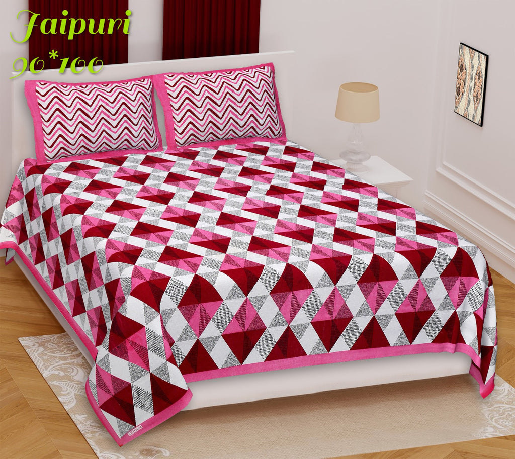 Pure Cotton Jaipuri Double Bed Bedsheet with Pillow Covers code  17