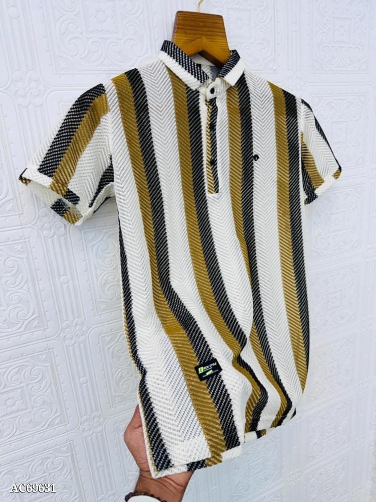 Men’s Exclusive Heavy Knitted Striped T-Shirt - Stylish and Comfortable