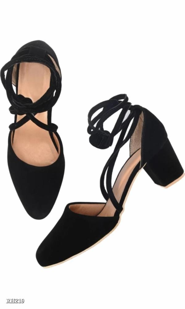 Black Ankle Strap Flats with Pointed Toes | Stylish Ankle Wrap Low Heels for Women