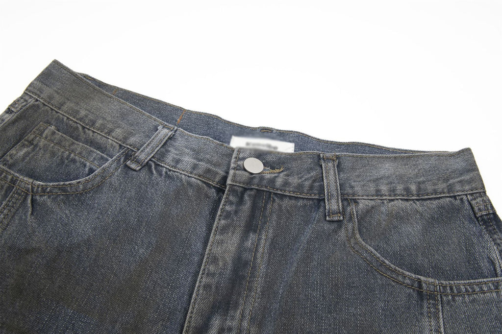 Old And Dirty Jeans With Waste Soil Wind Men's Split Stitching