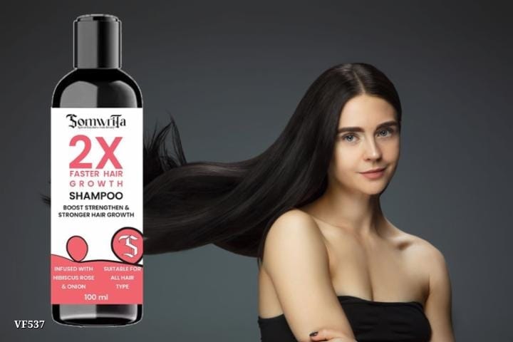 Somwrita 2X Faster Hair Growth Shampoo with Hibiscus, Rose, & Onion Extracts | Strengthens and Fortifies Hair - 100ml