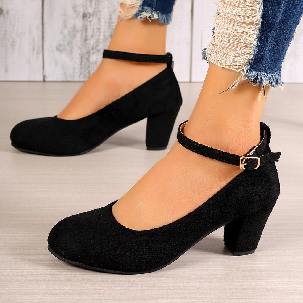 Oversized Shoes Women's High Heels Round Toe Suede