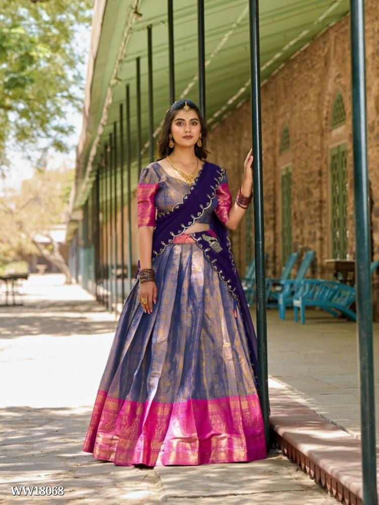 Luxurious Kanjivaram Silk Lehenga Choli with Elegant Embroidery Work 2