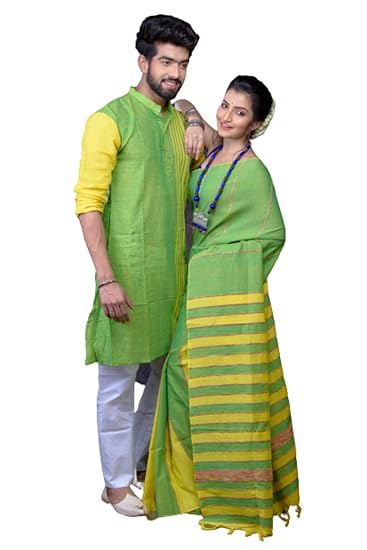 Pure Santiniketan Handloom Khadi Cotton Couple Combo Set  JM265