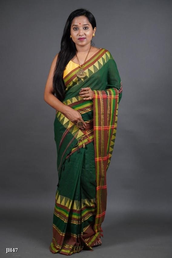 Elegant Handloom Khadi Cotton Saree with Blouse - 6 Meter Length