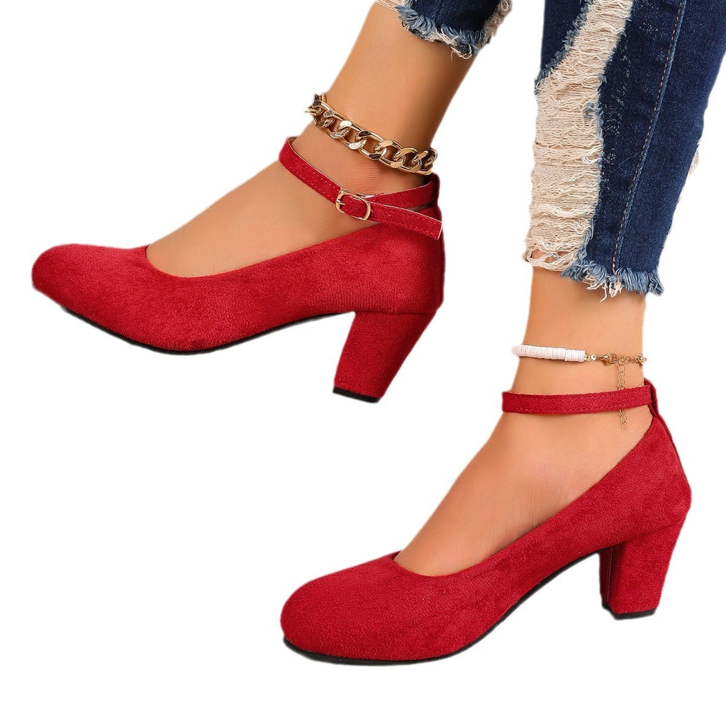 Oversized Shoes Women's High Heels Round Toe Suede