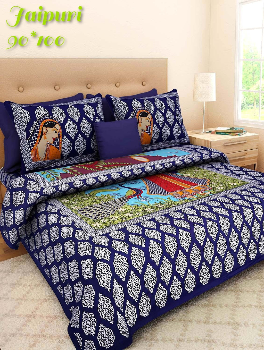 Pure Cotton Jaipuri Double Bed Bedsheet with Pillow Covers 05