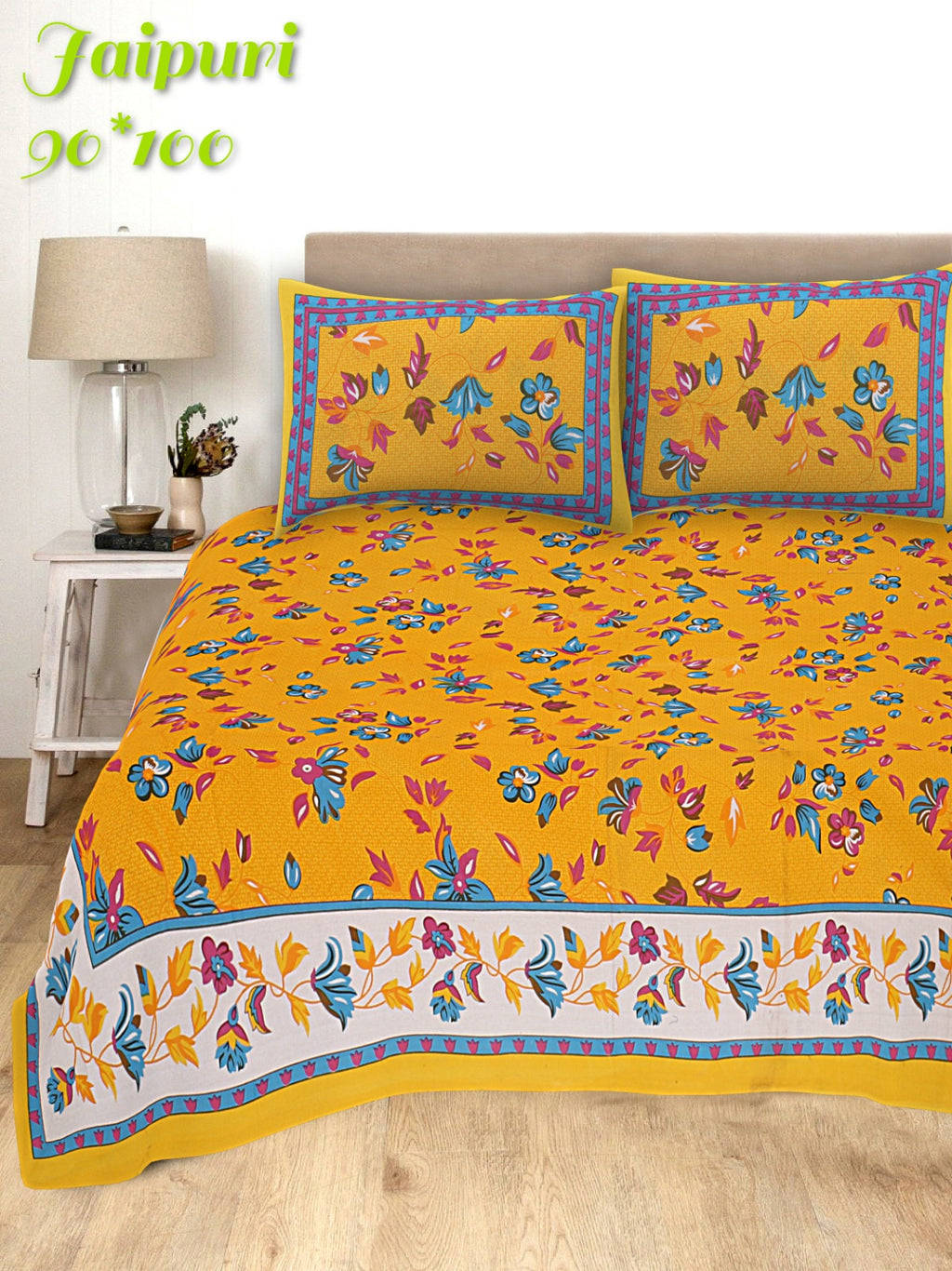 Pure Cotton Jaipuri Double Bed Bedsheet with Pillow Covers code 11