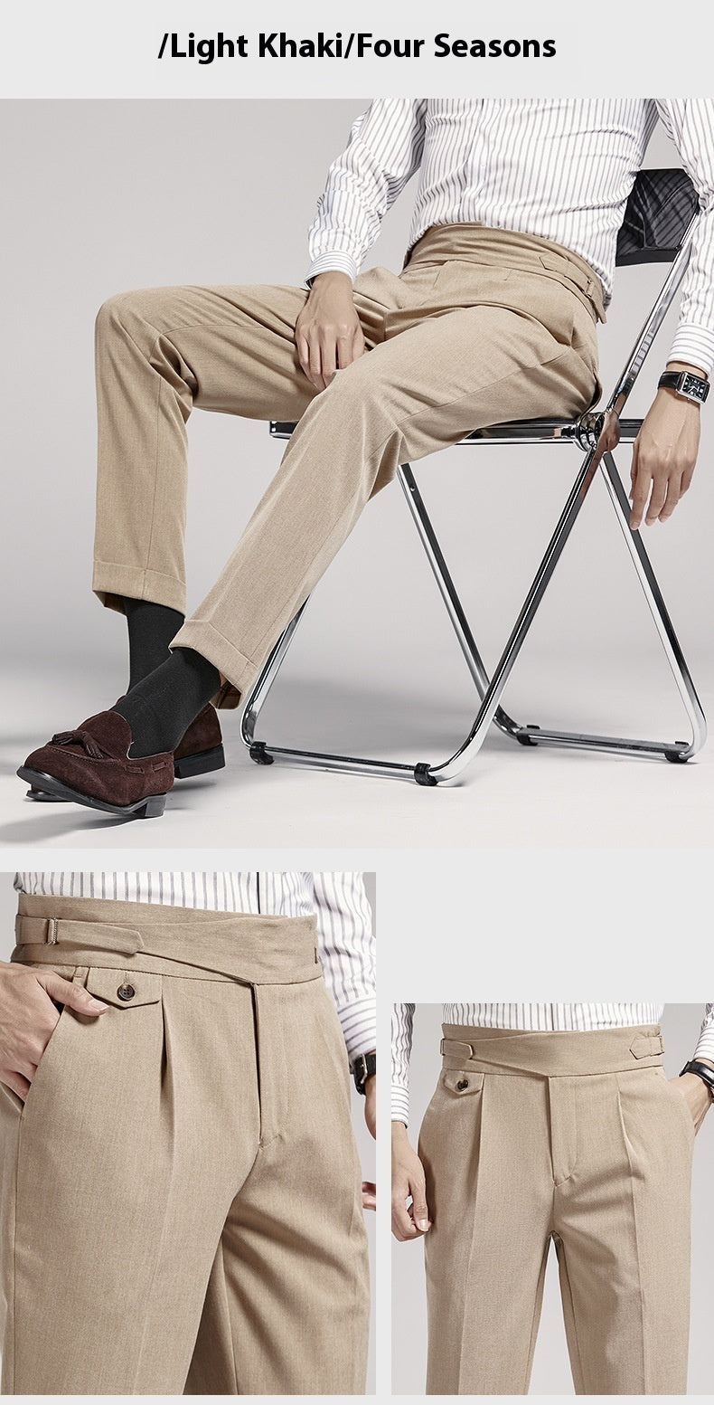 Men's High Waist Slim Fit Business Casual Pants