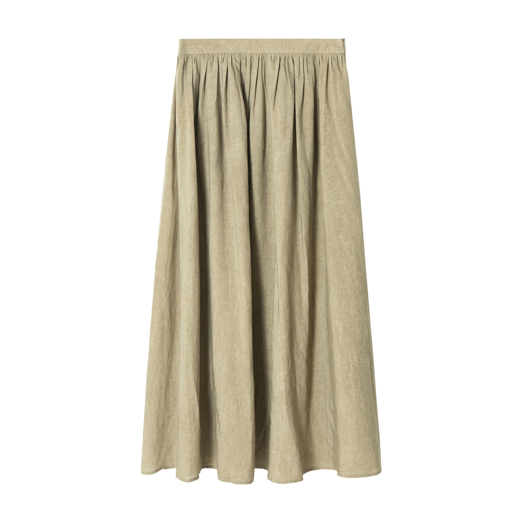 Tencel Linen Fried Color Bone Big Umbrella Skirt Version Pleated Skirt For Women