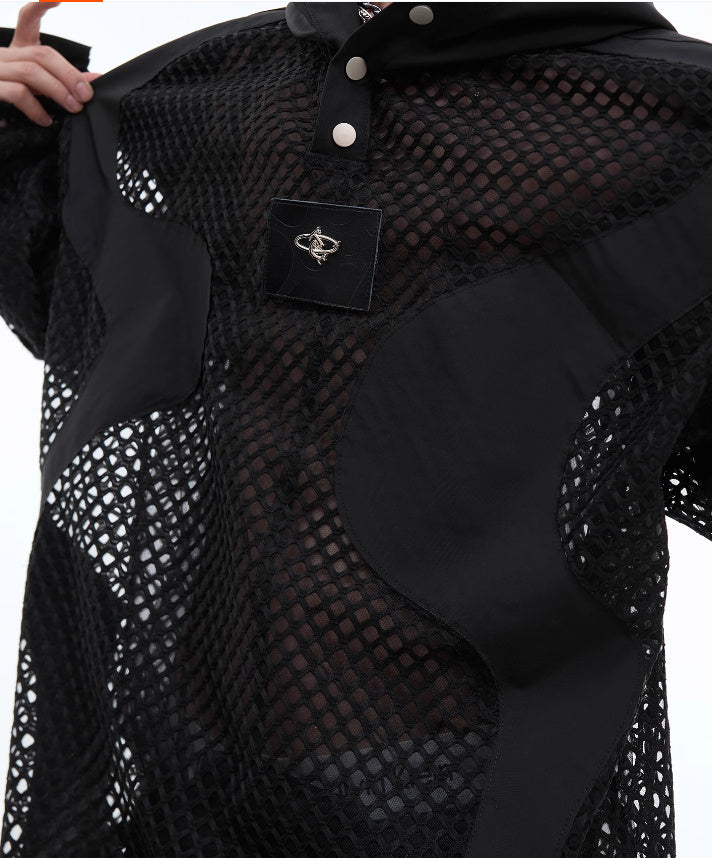 Niche Hollow Mesh Hooded Sweater