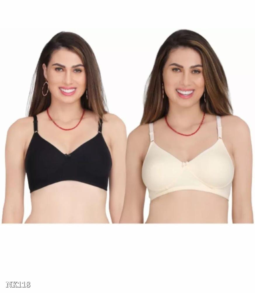 Premium Combo Full Coverage Bras - Pure Cotton, Non-Padded, Adjustable (Pack of 2)