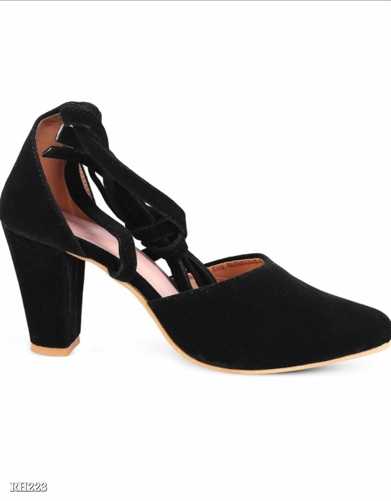 Black Ankle Strap Flats | Stylish Ankle Wrap Low Heels for Women | Pointed Toe Ladies Shoes