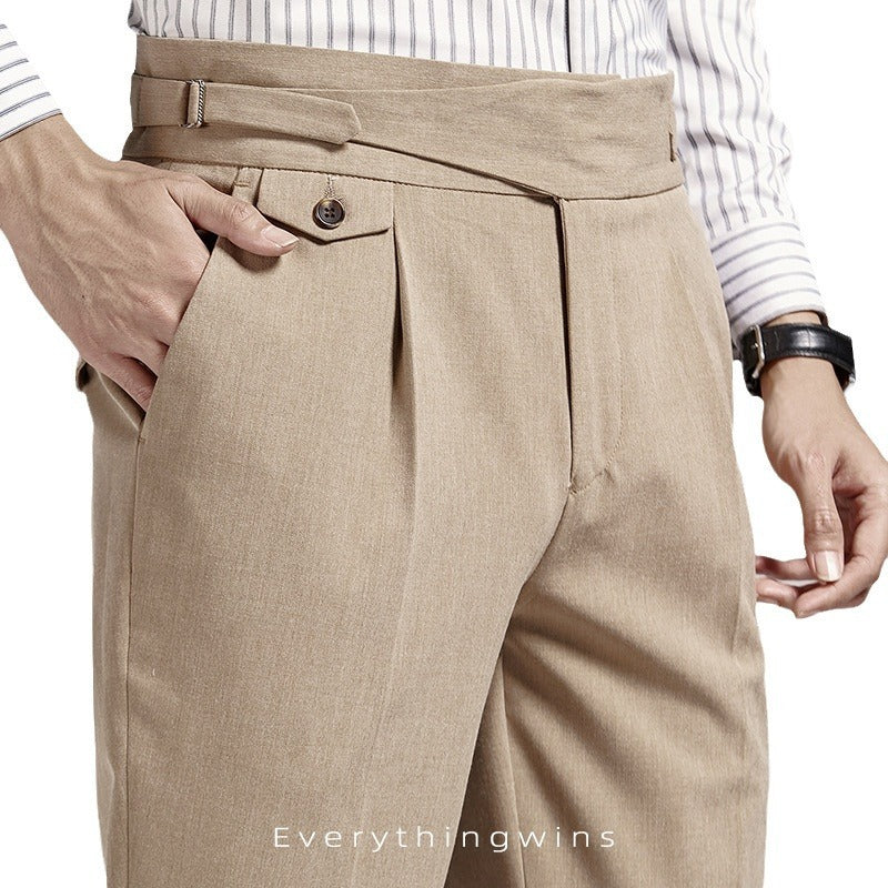 Men's High Waist Slim Fit Business Casual Pants