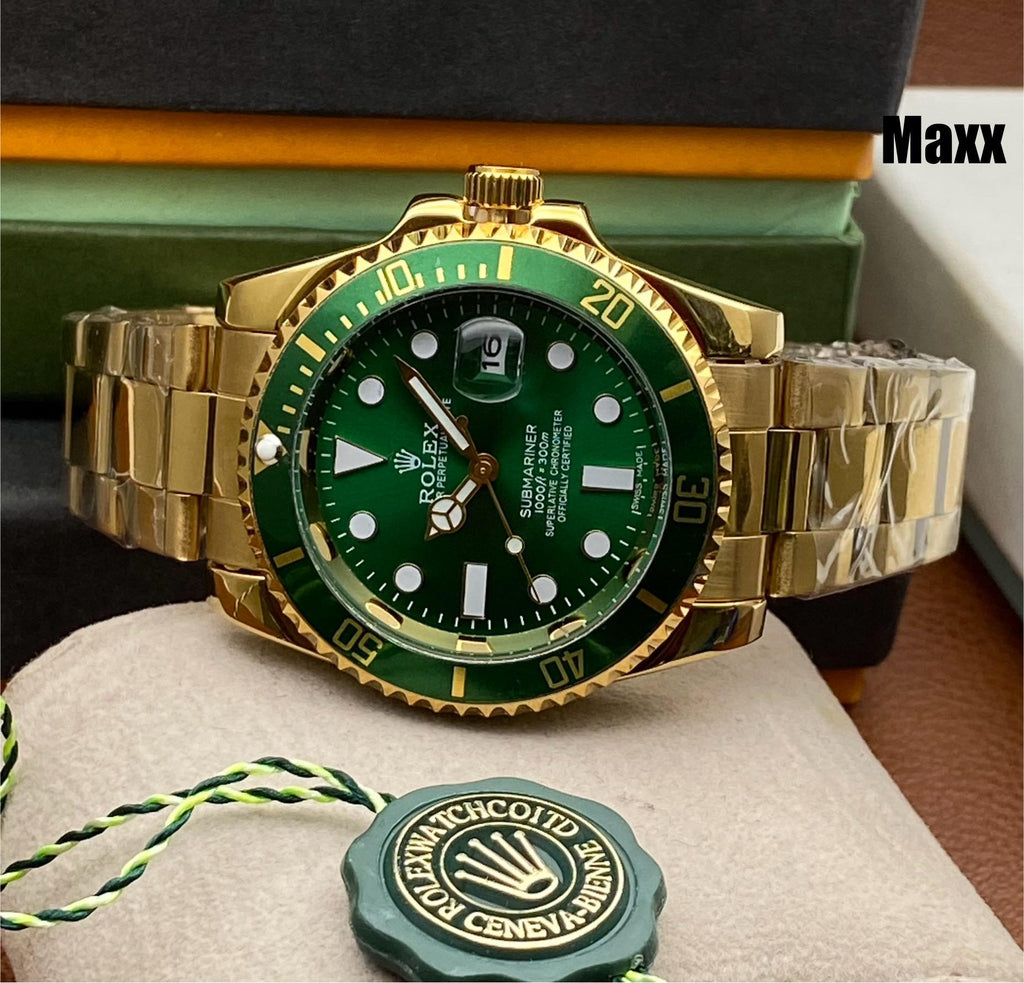 Rolex Submariner Watch for Men - Automatic with Date Function (Green Gold )