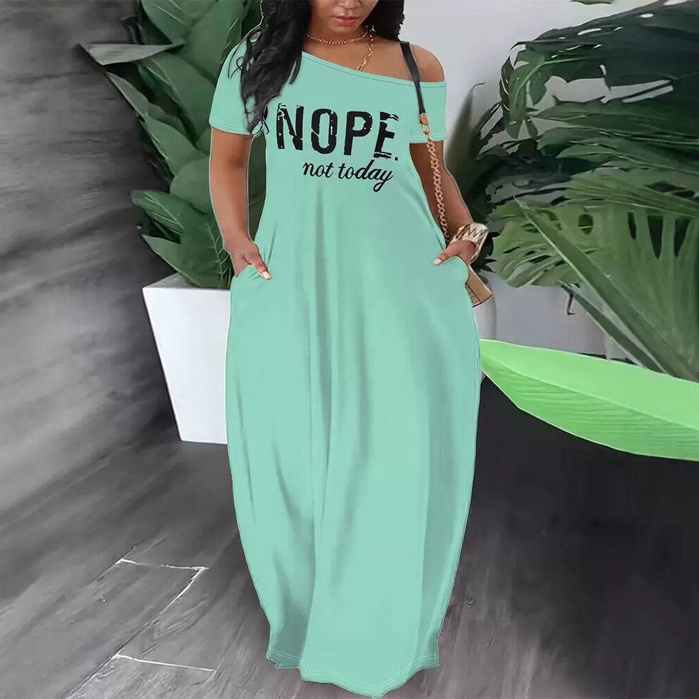 Women's  Oblique Shoulder Letter Casual Skirt