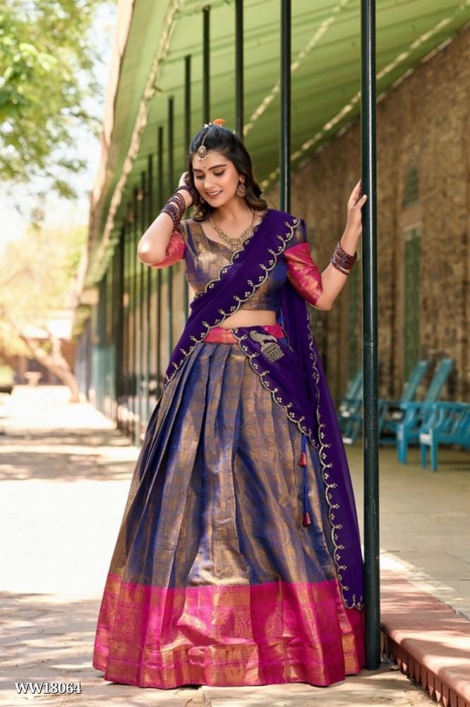 Luxurious Kanjivaram Silk Lehenga Choli with Elegant Embroidery Work 2