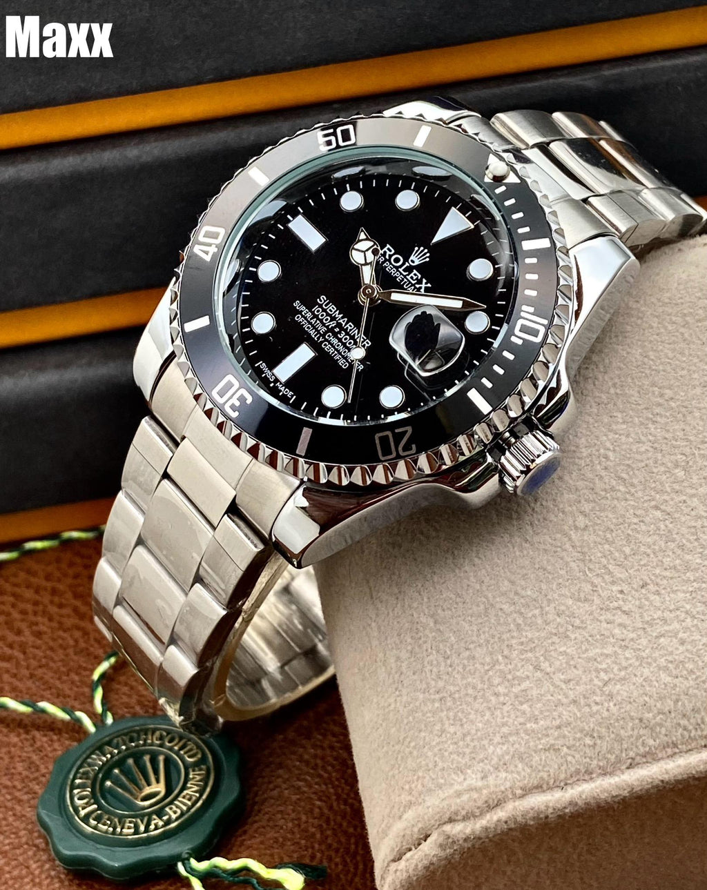 Rolex Submariner Watch for Men - Automatic with Date Function (Black A-Silver)