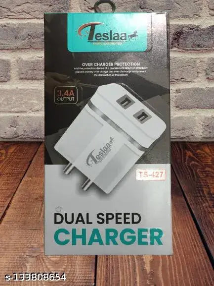 TESLAA SMART DUAL USB CHARGER 2.8A WITH DATA CABILEP Mobile Chargers